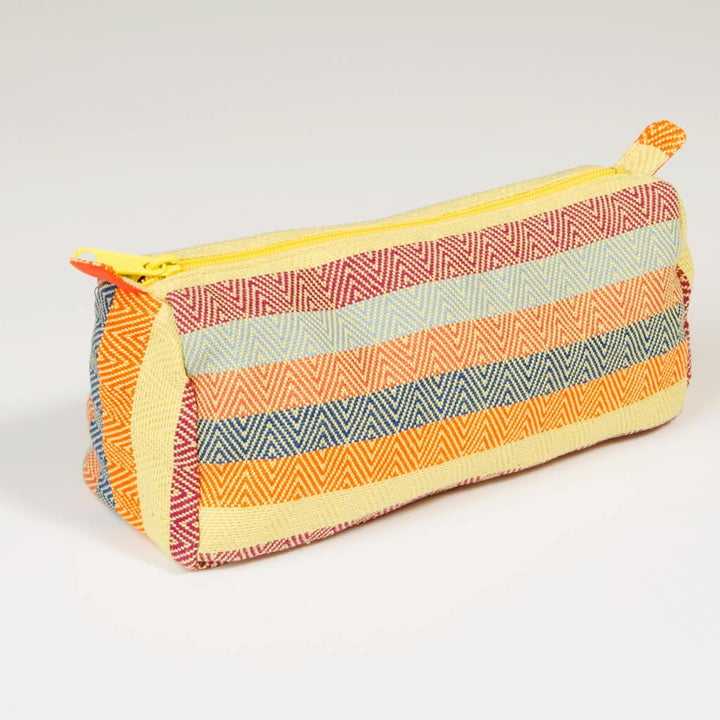 Cosmetic Bag in Lime Yellow Diamond Stripe