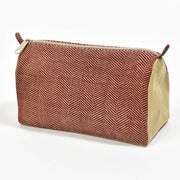 Cosmetic Bag | Maroon & Khaki Herringbone