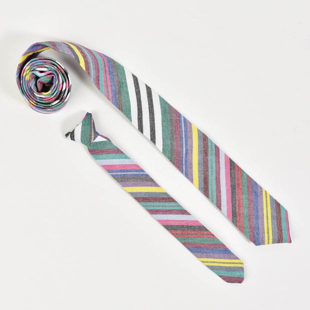 Men's & Boy's Tie Matching Set | Soft Multi Stripe