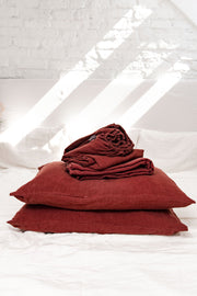 Linen sheets set in Terracotta