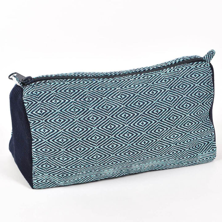 Cosmetic Bag | Turquoise Navy Diamonds