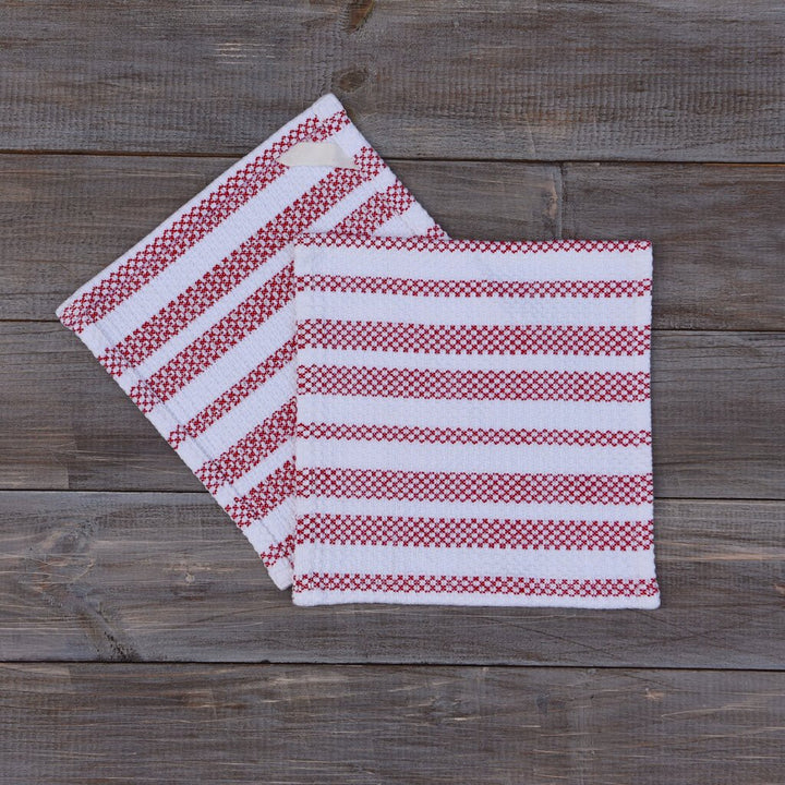 Dish Cloths  Red & White Striped