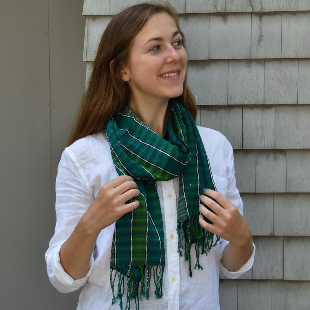 Fringed Gossamer Scarf | Fresh Greens