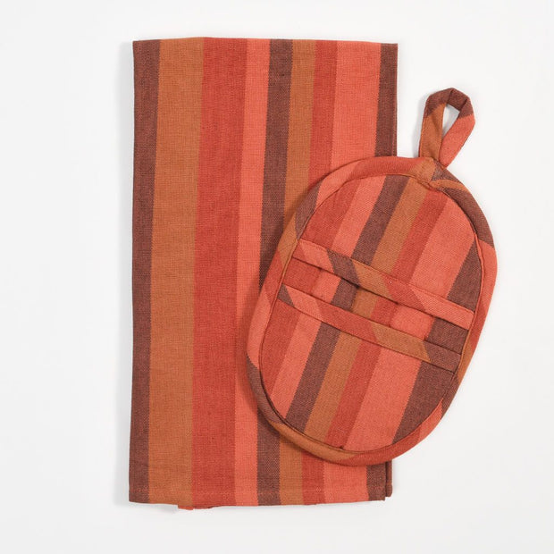 Dish Towel & Pot Holder Gift Set | Pumpkin Spice Stripes
