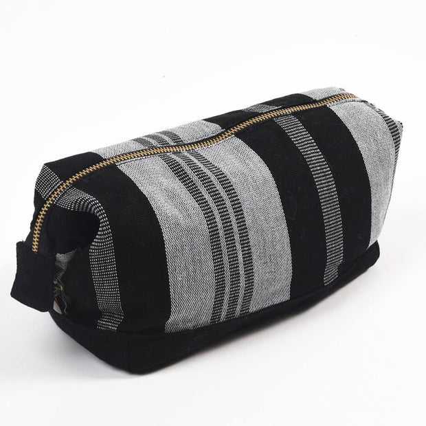 Toiletry Bag | Black & Gray Stripes