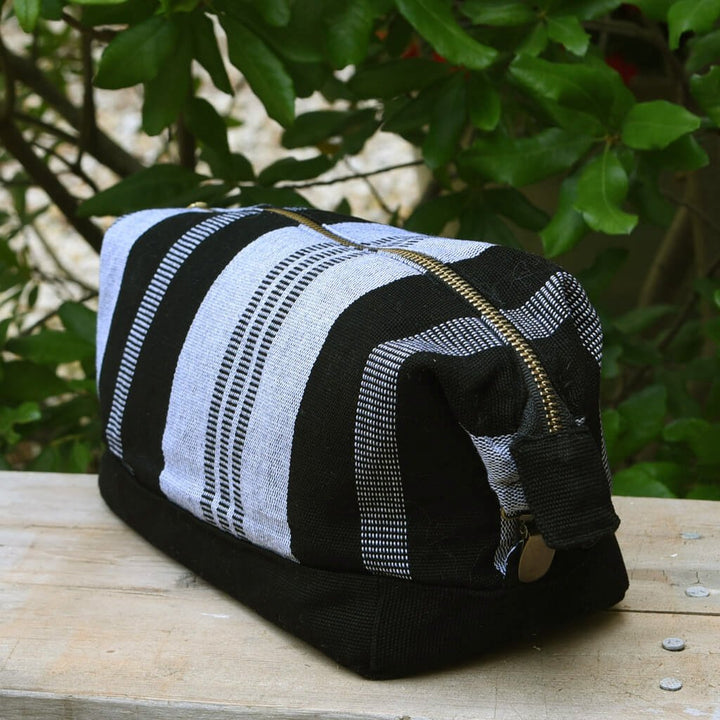 Toiletry Bag | Black & Gray Stripes