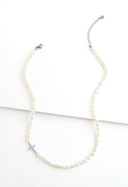 Faithful Pearl Necklace in Silver
