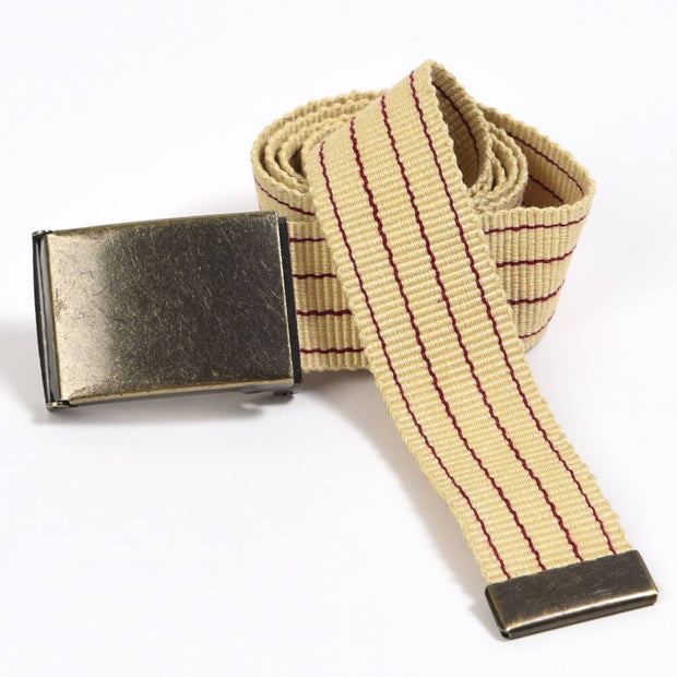 Men's Striped Canvas Belts | Champagne & Maroon Pinstripe
