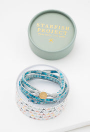 Joy Starfish Pendant Wrap Bracelet in blue agate