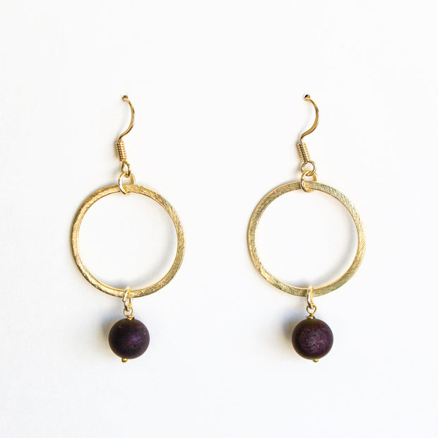 Gold-Plated Maroon Agate Diffusing Earrings | Aromatherapy Earrings