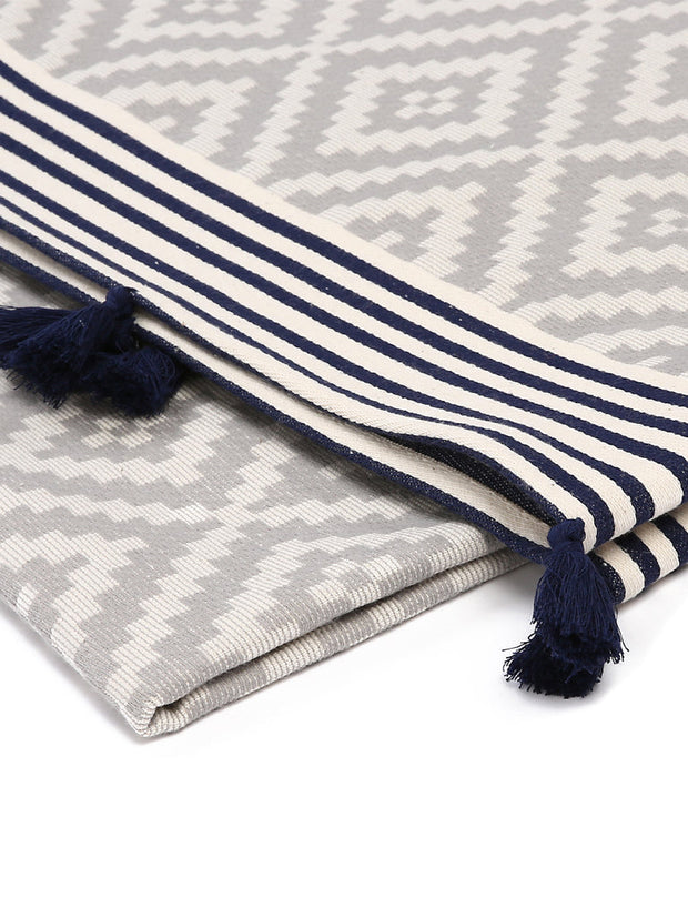 Merida Turkish Towel / Blanket - Gray & Black