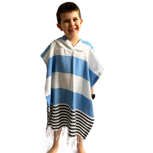 Veracruz Hooded Poncho Towel - Blue
