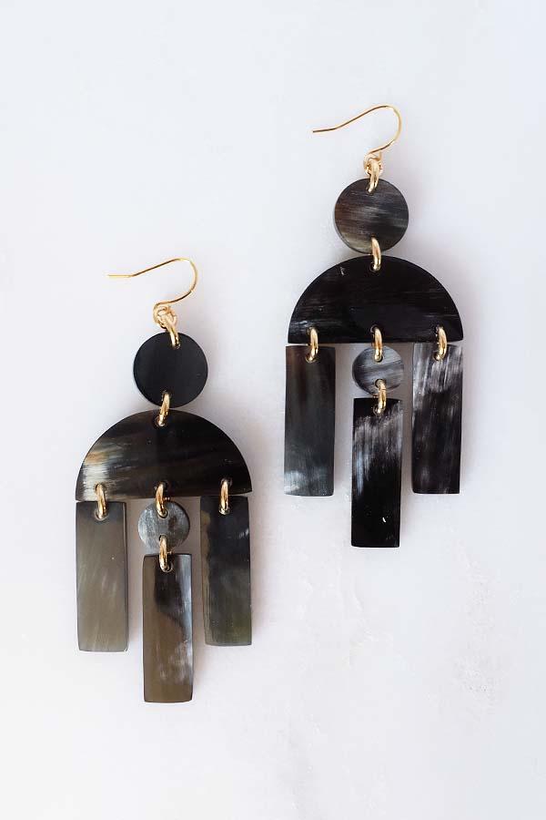 Hoang Hau 16K Gold-Plated Brass Buffalo Horn Geometric Statement Earrings