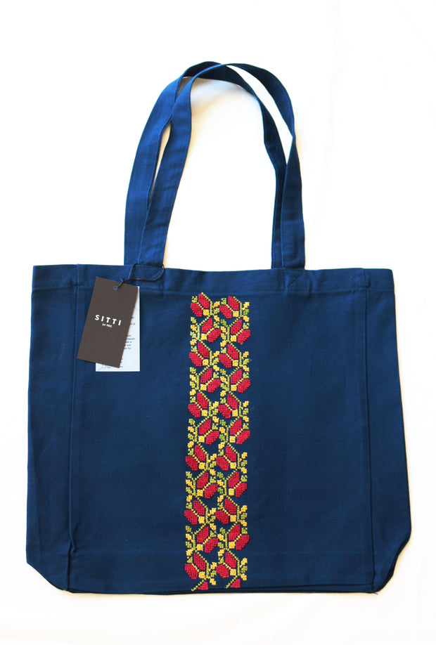 Sitti x Deerah Hand-Embroidered Tote Bag with Olive Motif