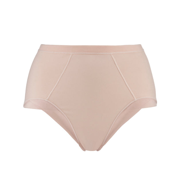 Marrow-High Waisted Silk & Cotton Full Brief in Pink Champagne
