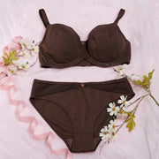 Cocoa-Underwired Silk & Organic Cotton Full Cup Bra with Removable Paddings