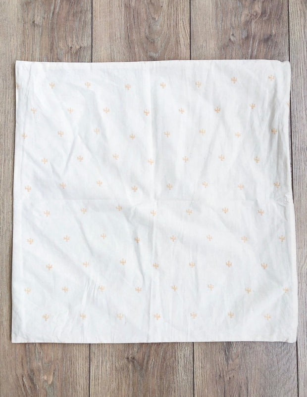 Organic Cotton Reversible Pillowcase in Art Deco/Baby Cacti Cream + Tan