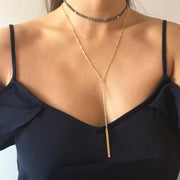 Long Gold Bar Y-Necklace