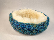 Celtic Cabled Shearling Headband, Azure Extra Fluffy Large