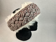Celtic Cabled Shearling Headband, Earthy Extra Fluffy Large