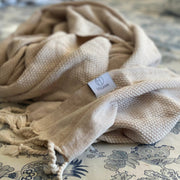 Big Sur Sustainable Hand-loomed Cotton Blanket - Beige