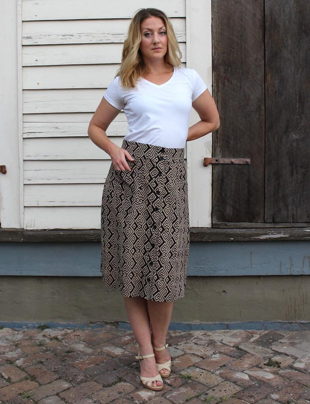 Interlocking Brown-and-White Skirt