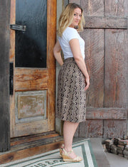 Interlocking Brown-and-White Skirt