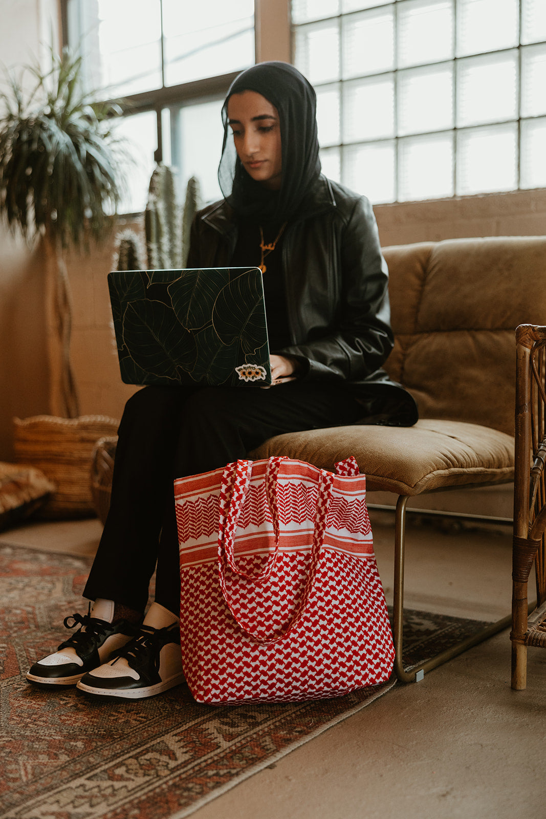 Kuffiyah Red and White Tote Bag