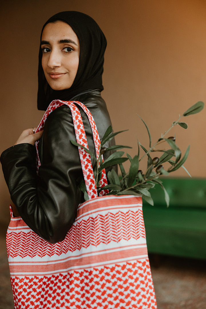 Kuffiyah Red and White Tote Bag