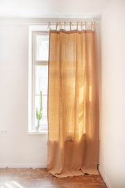 Tie top linen curtain