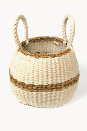 Ula Handwoven Jute Wool Blanco Basket