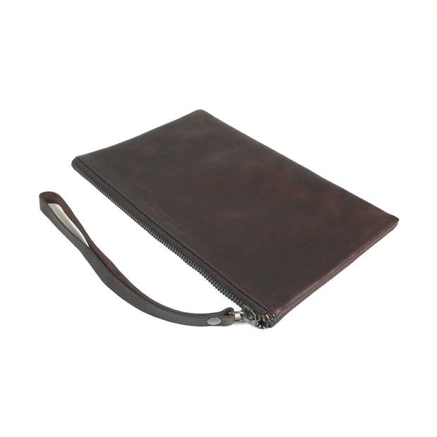 LEATHER CLUTCH BROWN