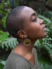 New Horizon Leather Earrings - Brass