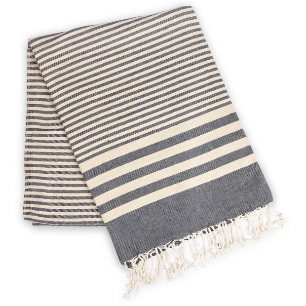 Fethiye Striped Towel - Navy Blue