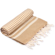 Fethiye Striped Turkish Towel - Beige