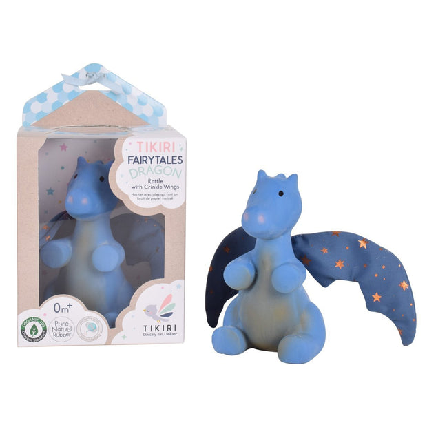 Midnight Dragon - Natural Rubber Rattle with Crinkle Wings