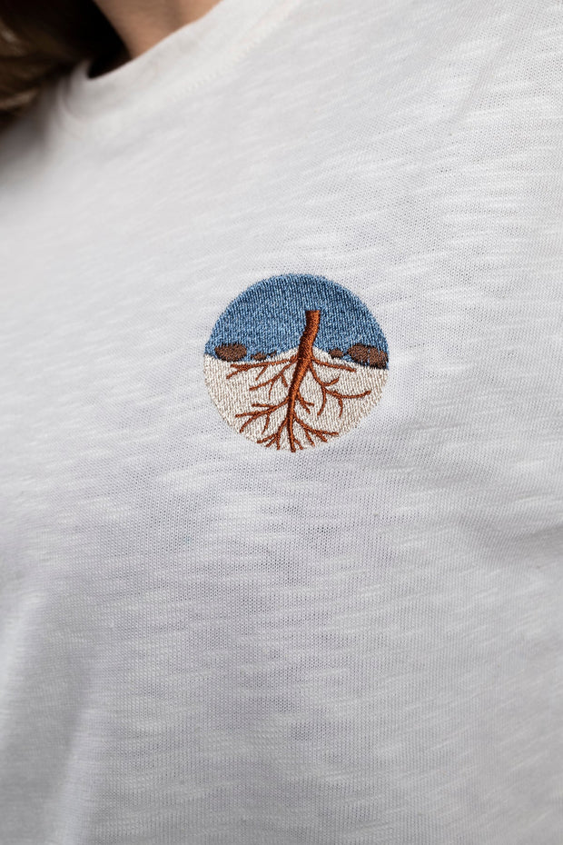 White Nature Embroidery T-Shirt