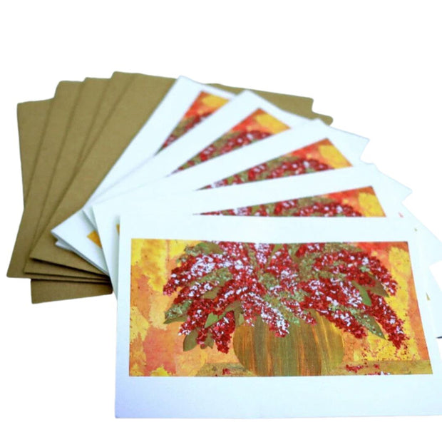 Notecards 5pc - Crimson Floral