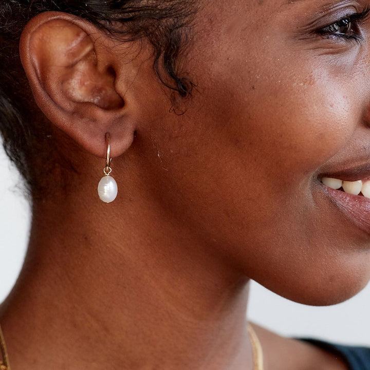 Baroque Pearl Mini Hoop Earrings