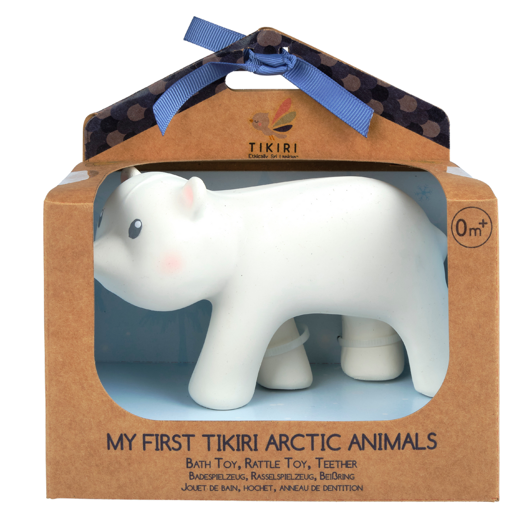 Arctic Polar Bear Organic Natural Rubber Teether, Rattle & Bath Toy