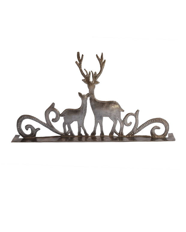 Deer Pair Freestanding Metal Art