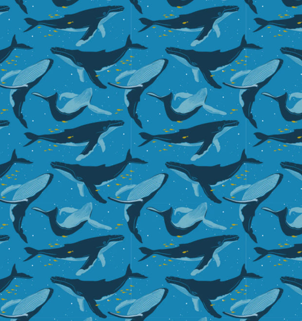 Whales/Waves Large 28" | Reusable and Reversible Gift Wrap