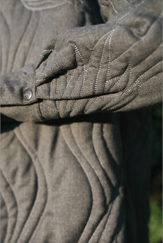 Quilted wool jacket with hemp