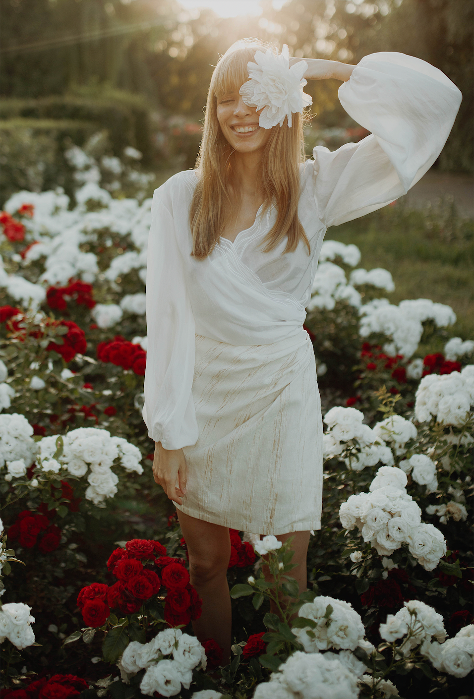 White silk flower