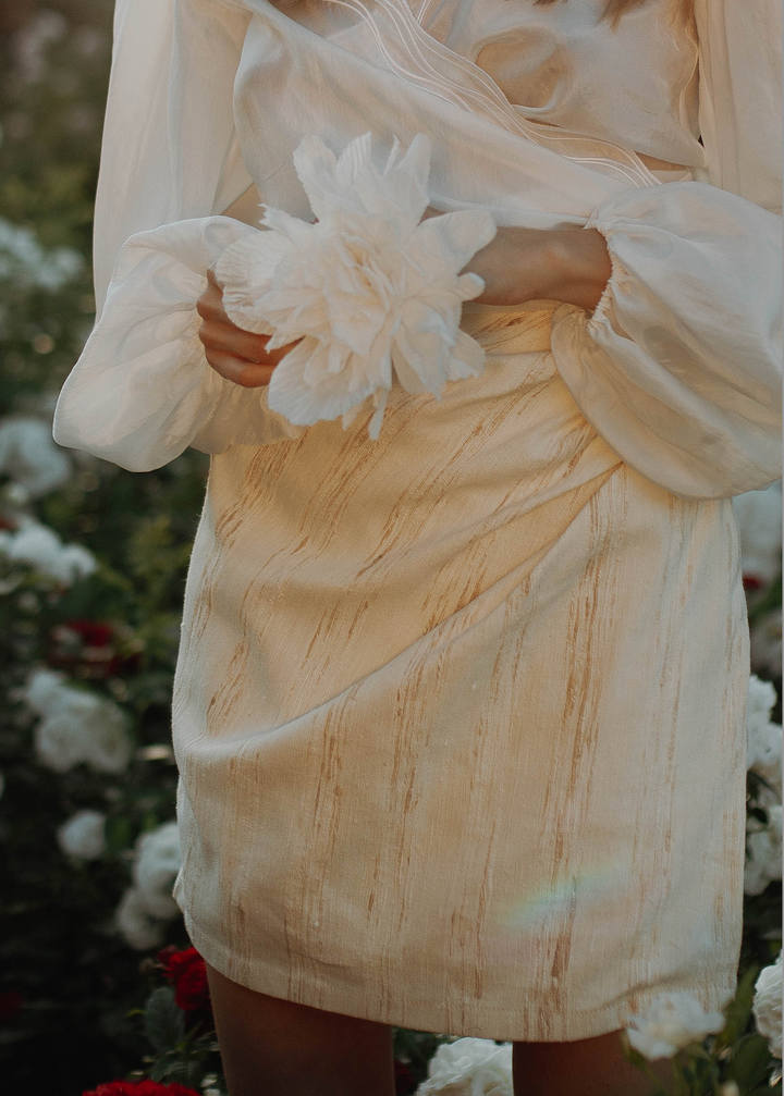 White silk flower