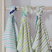 Aqua Seaside Stripe Kitchen Towel - Set of 2