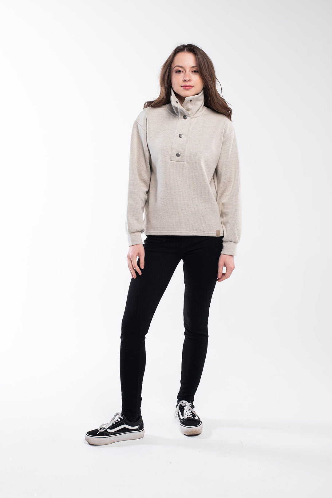 High Neck Buttoned Sweater Side Buttons