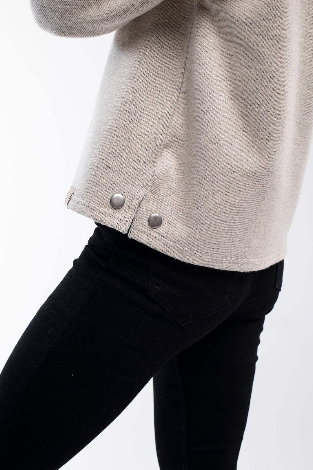 High Neck Buttoned Sweater Side Buttons