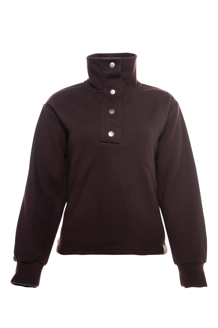 High Neck Buttoned Sweater Side Buttons