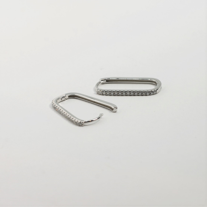 Thin Pave Paperclip Hoops